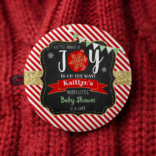 Macaron Rond 5 Cm "Petit Paquet De Joie" Baby Shower De Noël