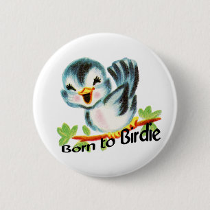 Macaron Rond 5 Cm Petit rétro oiseau mignon soutenu au cadeau de