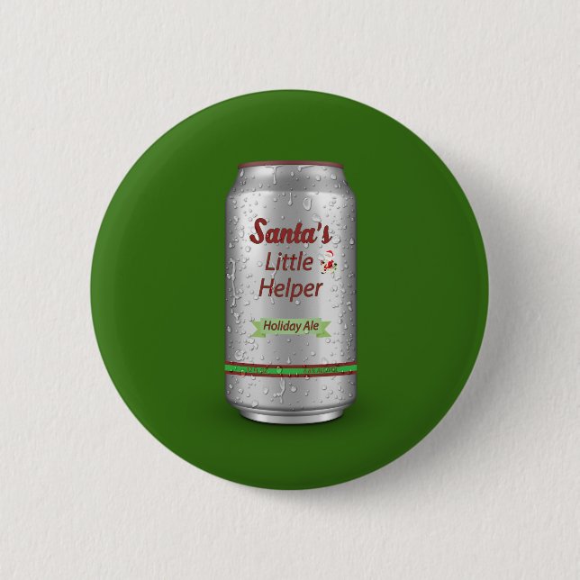 Macaron Rond 5 Cm Petite canette de bière de l'aide de Père Noël (Devant)