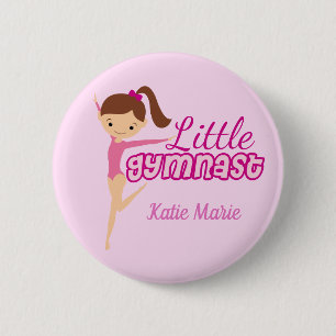 Macaron Rond 5 Cm Petite Gymnaste Plutôt Rose Personnalisé Enfants G