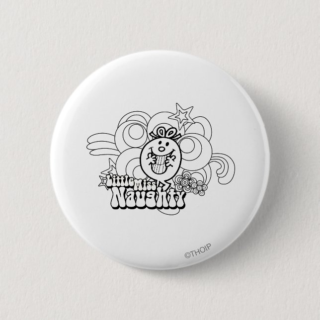 Macaron Rond 5 Cm Petite Miss Naughty avec un Arrière - plan audacie (Devant)