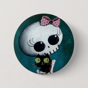Macaron Rond 5 Cm Petite Mlle Death - beauté de Halloween