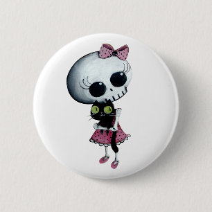 Macaron Rond 5 Cm Petite Mlle Death - beauté de Hallowen