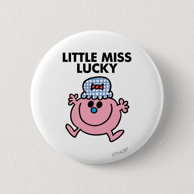 Macaron Rond 5 Cm Petite Mlle Lucky | Lettres noires (Devant)