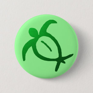 Macaron Rond 5 Cm Pétroglyphe hawaïenne de Honu - bouton