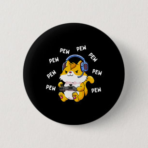 Macaron Rond 5 Cm Pew Pew Gamer Chat Vidéo Jeu Chats Jeu Kitty Lov