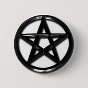 Macaron Rond 5 Cm Pewter Pentacle bouton pagan