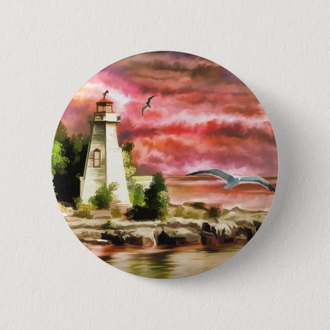 Macaron Rond 5 Cm Phare (Devant)