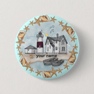 Macaron Rond 5 Cm Phare Connecticut Shells