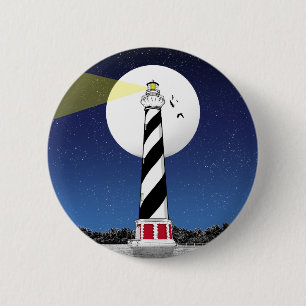 Macaron Rond 5 Cm Phare de Cape Hatteras Caroline du Nord