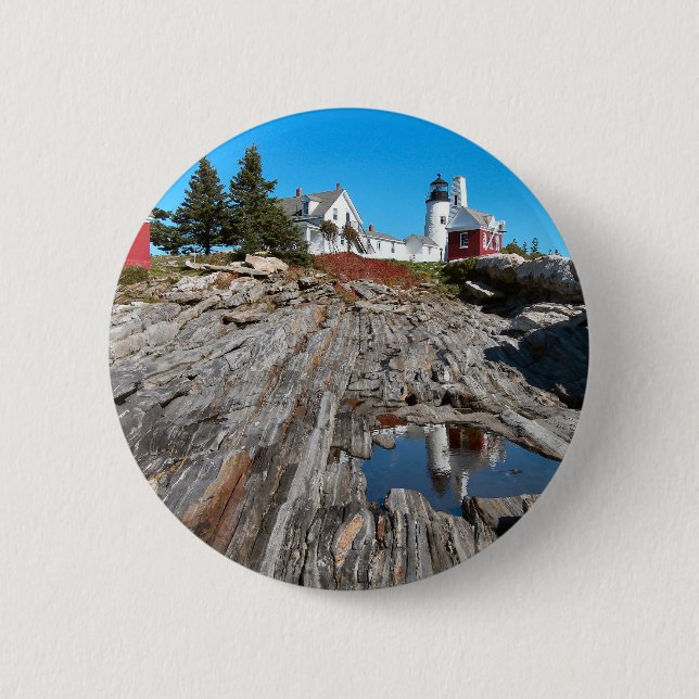 Macaron Rond 5 Cm Phare de Pemaquid Point, Maine (Devant)