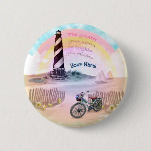 Macaron Rond 5 Cm Phare tempétueux de vélo
