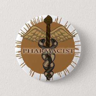 Macaron Rond 5 Cm Pharmacien Caduceus Pin