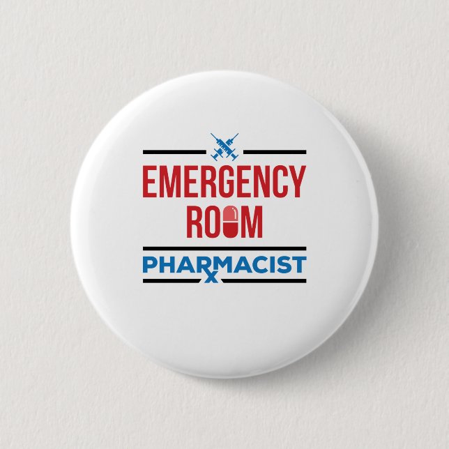 Macaron Rond 5 Cm Pharmacien de salle d'urgence (Devant)