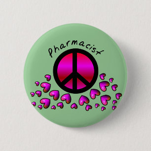 Macaron Rond 5 Cm Pharmacien Peace & Hearts Design Cadeaux