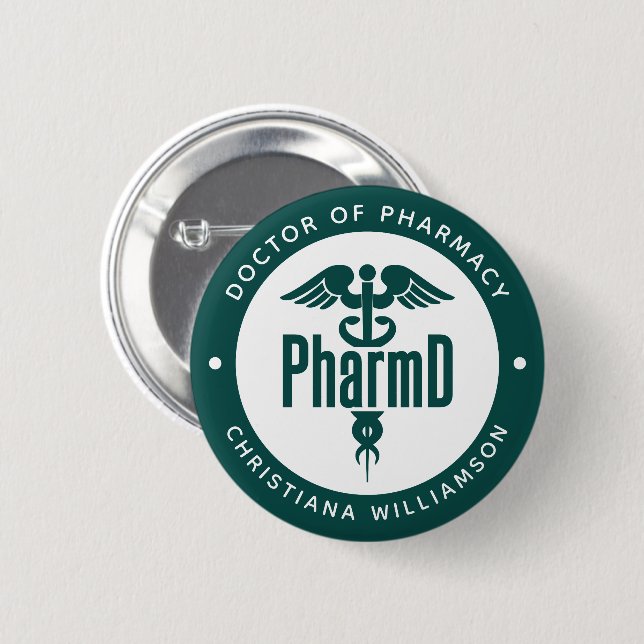 Macaron Rond 5 Cm PharmD Docteur en pharmacie Pharmacy Graduation Ph (Devant & derrière)