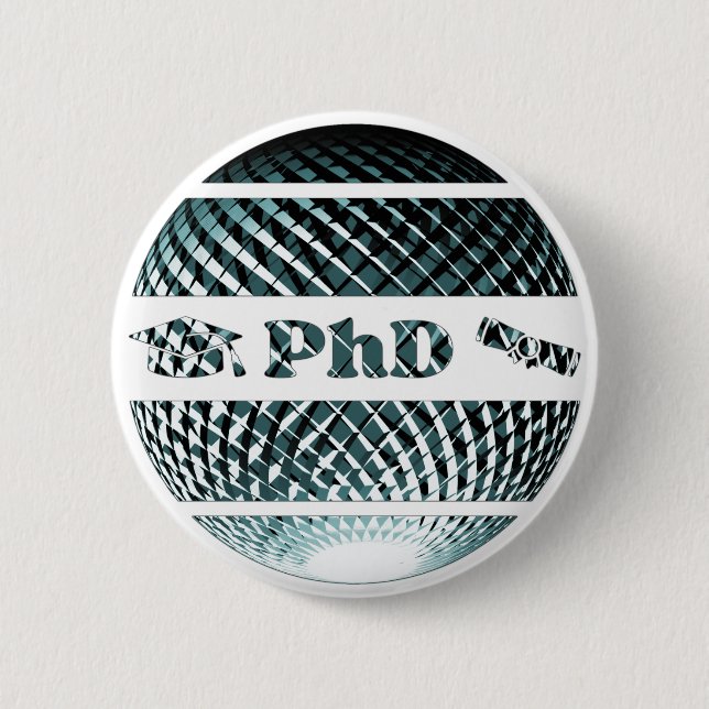 Macaron Rond 5 Cm PhD diplôme platine bleu (Devant)