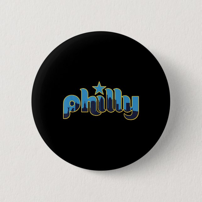 Macaron Rond 5 Cm Philadelphie Philly - Throwback Design - Clic (Devant)