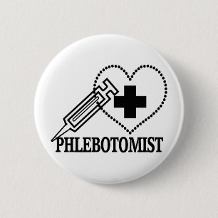 MACARON ROND 5 CM PHLEBOTOMIST - COEUR DE SERINGUE MÉDICALE