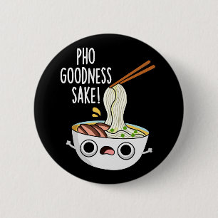 Macaron Rond 5 Cm Pho Goodness Sake Funny Noodle Pun Dark BG