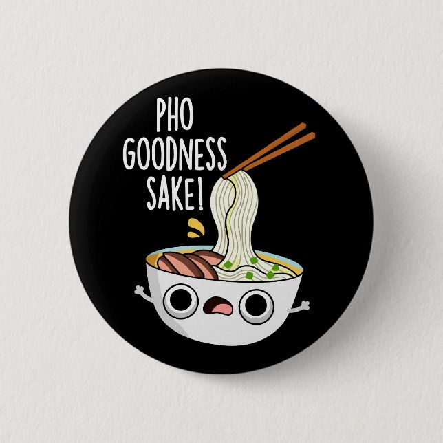Macaron Rond 5 Cm Pho Goodness Sake Funny Noodle Pun Dark BG (Devant)