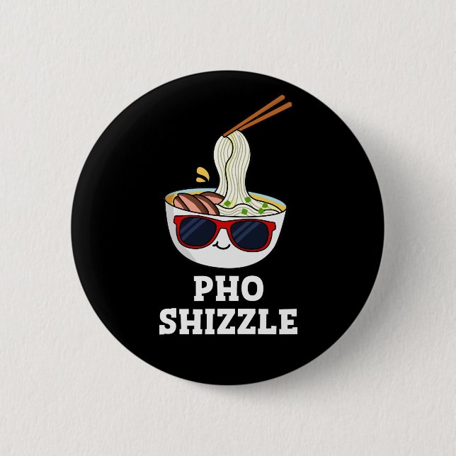 Macaron Rond 5 Cm Pho Shizzle Funny Noodle Pun Dark BG (Devant)