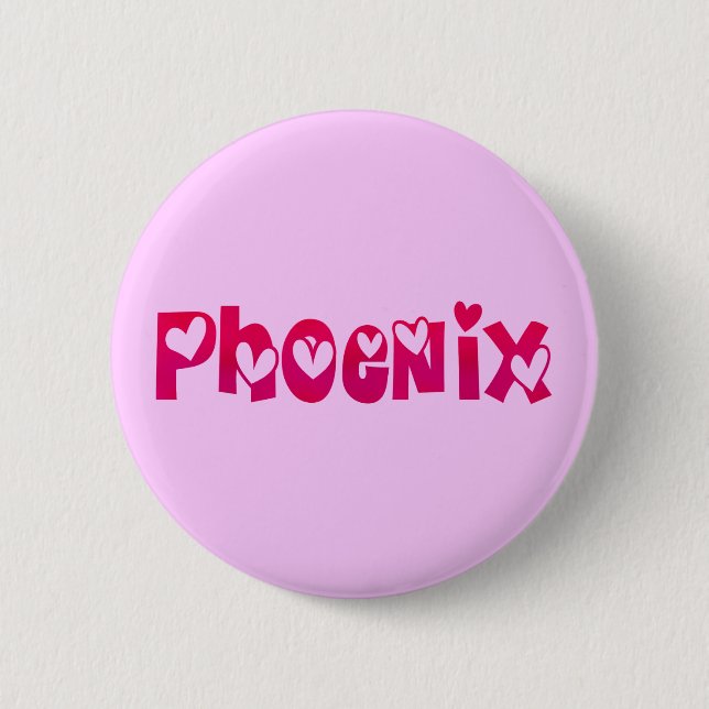 Macaron Rond 5 Cm Phoenix dans les coeurs (Devant)