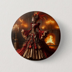 Macaron Rond 5 Cm Phoenix Fire Queen Steampunk Victorian Industrial