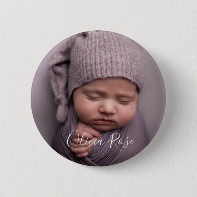 Macaron Rond 5 Cm Photo and Text Personalized (Devant)