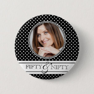 Macaron Rond 5 Cm Photo chique du cinquantième anniversaire