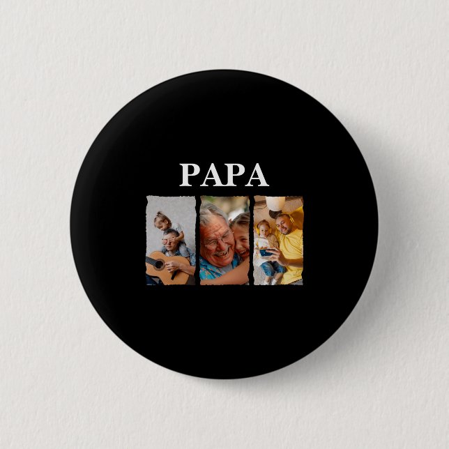 Macaron Rond 5 Cm Photo Collage Papa D Gift  (Devant)
