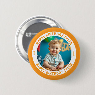 Macaron Rond 5 Cm Photo Confetti personnalisée, nom et âge anniversa