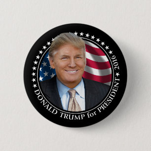 Macaron Rond 5 Cm Photo de Donald Trump - Président 2016