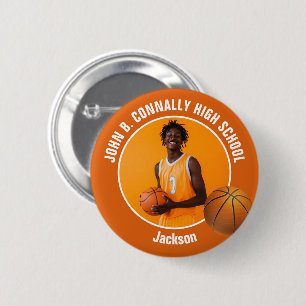 Macaron Rond 5 Cm Photo de joueur de basket-ball orange Esprit de ly