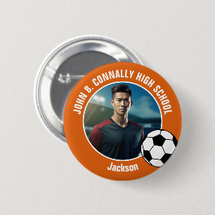 Macaron Rond 5 Cm Photo de joueur de football Orange Esprit de lycée