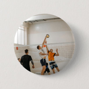 Macaron Rond 5 Cm Photo de l'équipe de volley-ball personnalisée