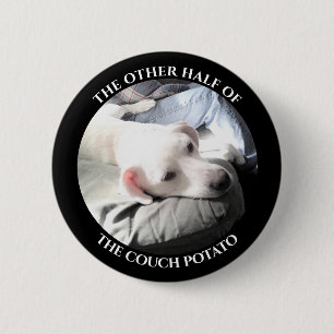 Macaron Rond 5 Cm Photo de mignon Chien blanc avec papa Noir