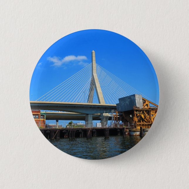Macaron Rond 5 Cm Photo de pont de Boston sur des cadeaux (Devant)