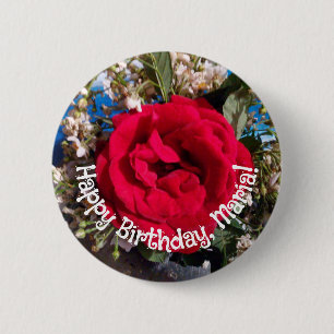 Macaron Rond 5 Cm Photo de roses rouges élégantes pour anniversaire