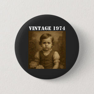 Macaron Rond 5 Cm Photo d'enfance personnalisée et année Vintage per
