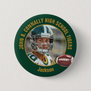 Macaron Rond 5 Cm Photo d'un joueur de football de l'école secondair
