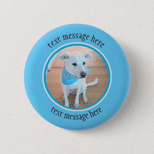 Macaron Rond 5 Cm Photo of Cute Puppy Dog Wearing Baby Blue Scarf