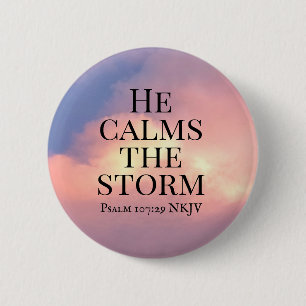 Macaron Rond 5 Cm Photo of Pink Sky He Calms the Storm Bible Verse