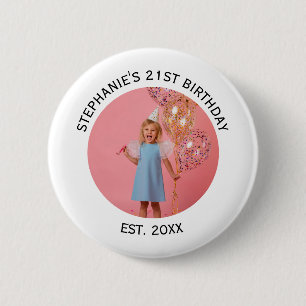 Macaron Rond 5 Cm Photo personnalisé 21e 2Oe 30e 40e Anniversaire Fê