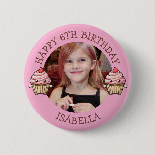 Macaron Rond 5 Cm Photo personnalisé, âge et nom d'anniversaire