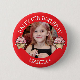 Macaron Rond 5 Cm Photo personnalisé, âge et nom d'anniversaire