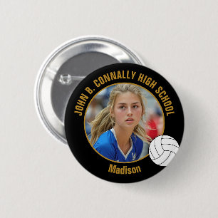 Macaron Rond 5 Cm Photo personnalisé de joueur de volley-ball au lyc