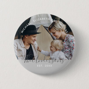 Macaron Rond 5 Cm Photo personnalisée avec nom de famille et année d