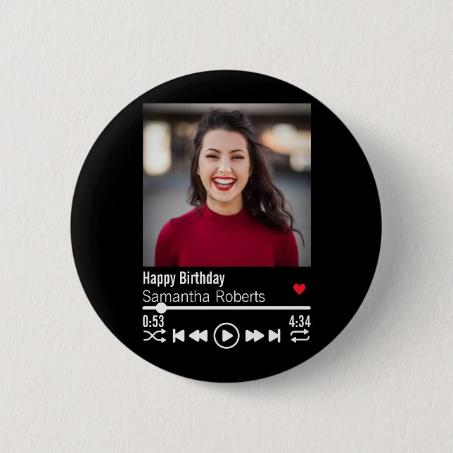 Macaron Rond 5 Cm Photo personnelle d'anniversaire heureux (Devant)