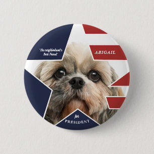 Macaron Rond 5 Cm Photo Pet Dog Élection Présidentielle 2024 Candida